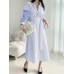 Stripe Contrast Color Pocket Belt Button Down Shirt Dress