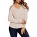 Women V Neck Pullover Cold Shoulder Long Sleeve Sweaters For Women