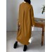 Solid Long Sleeve Lapel Casual Shirt Dress For Women