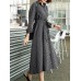 Check Print Belt Lapel Long Sleeve Button Down Shirt Dress