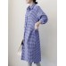 Check Print Lapel Long Sleeve Button Down Shirt Dress