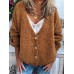 Vintage Solid Color V  neck Button Cardigans For Women