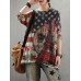 Women Flag Print Knit Long Sleeve Casual Sweaters