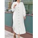 Solid Belt Button Long Sleeve V  neck Casual Shirt Dress