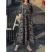 Cottagecore Calico Pocket Puff Sleeve Casual Maxi Dress